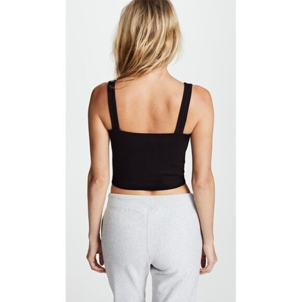 NWT Free People Solid Rib Brami Crop Cami V-Neck Tank Top Black Ribbed XS/S - Picture 3 of 9